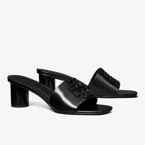 $339 Tory Burch Ines Boho Black Real Leather Casual Summer Spring Logo Sandal